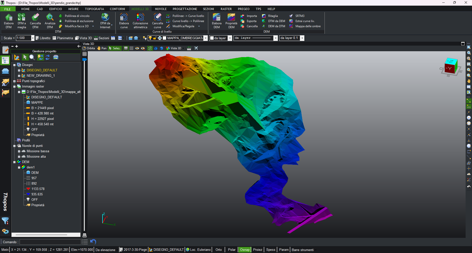 Screenshot completo modello a triangoli
