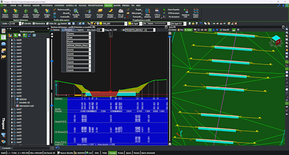 Screenshot progettazione con sezioni